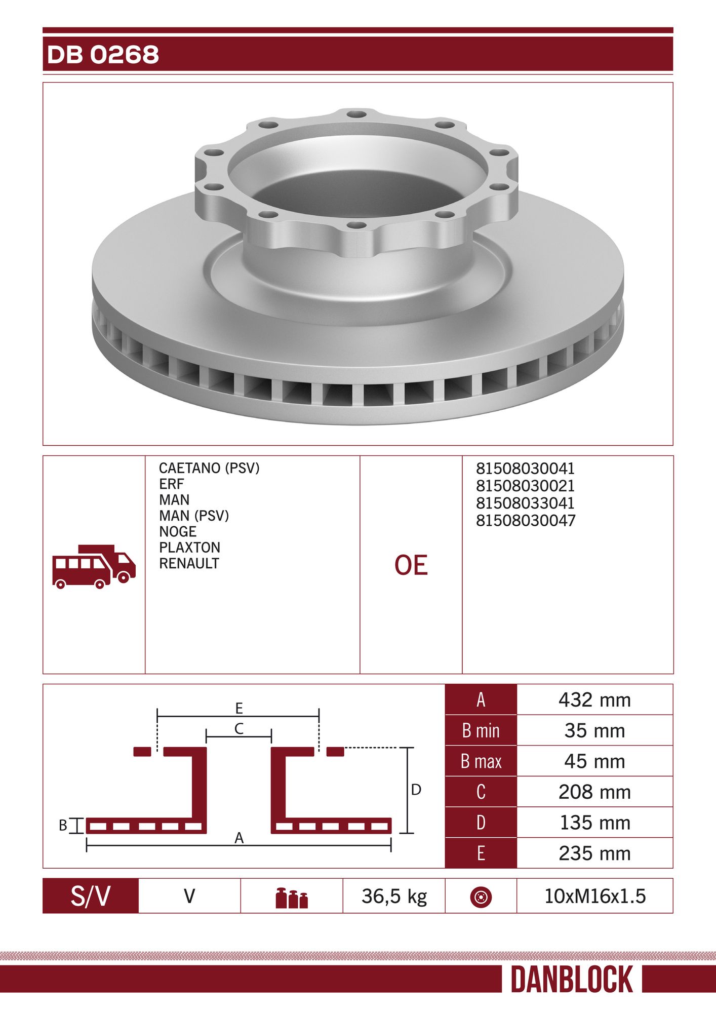 Disc frana DB 0268 DANBLOCK